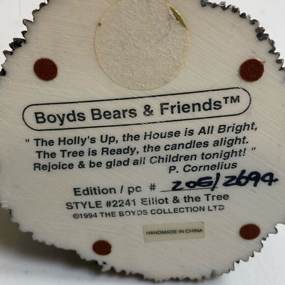 Vintage 1994 Boyd’s Bears Elliott And The Tree Collectable Figurine - Picture 4 of 4